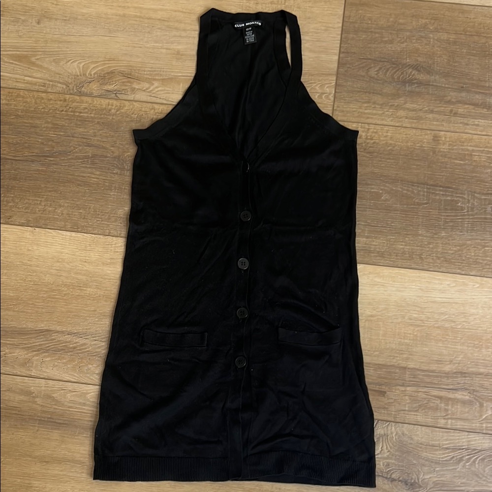 Club Monaco Black Sleeveless Button-Up Cardigan